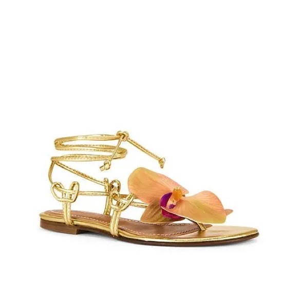 Alameda Turquesa Victoria Flower Sandals in Gold | LIKE NEW - Picture 2 of 8